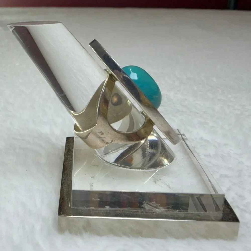 Jay King DRT 925 Silver Turquoise Inlay Statement Ring Sz 6.5 Oval Southwestern - Picture 8 of 13